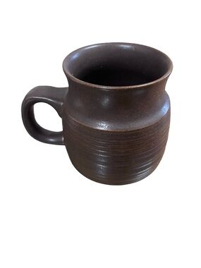 Vtg Denby Langley Mayflower Mug Brown W/ Bands 4” Ceramic MCM